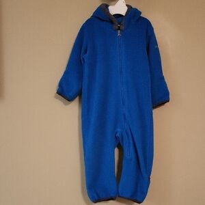 Columbia vibrant blue fleece hooded bunting suit